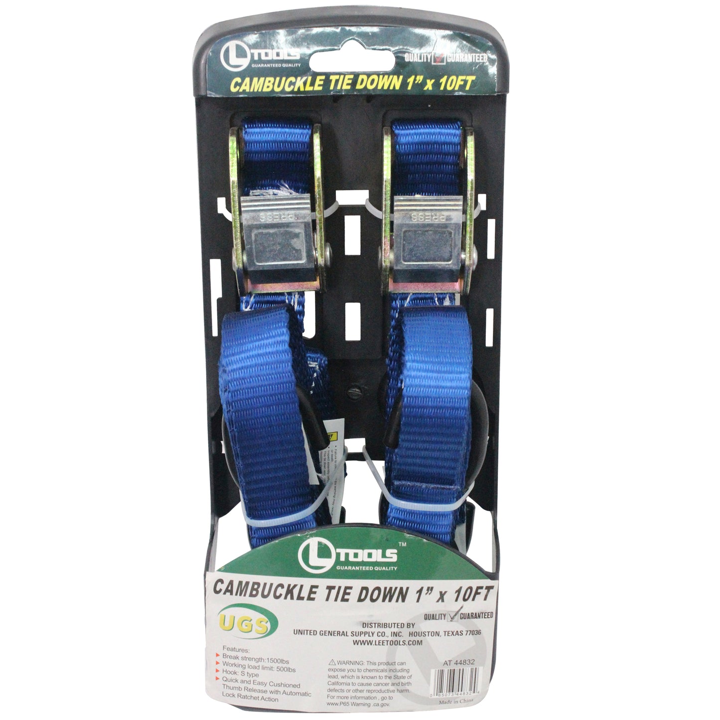 1" x 10 ft. Cam Buckle Tie Down 2 pack - Blue
