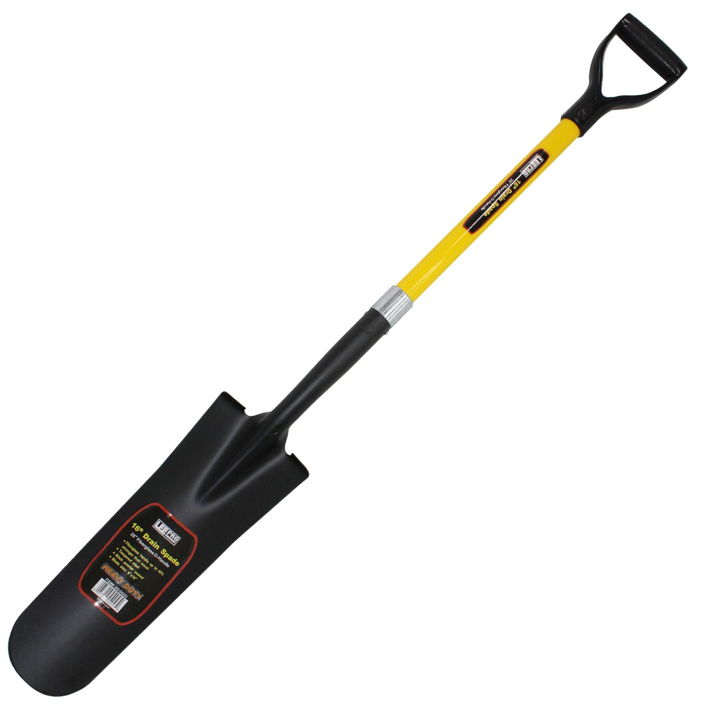 Drain Spade Shovel 48 in. Yellow Fiberglass D-Handle