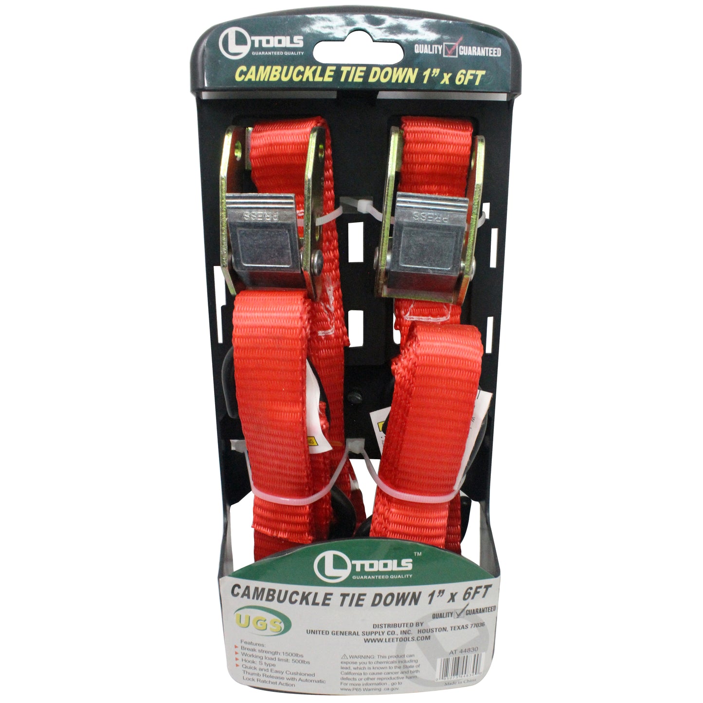 1" x 6 ft. Cam Buckle Tie Down 2 pack - Red