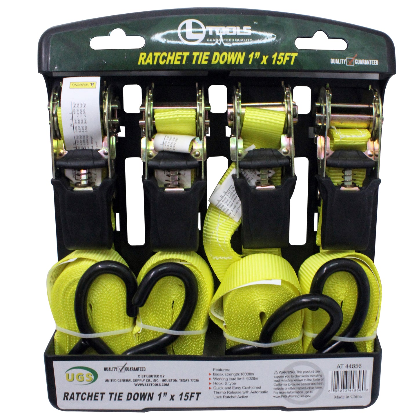 RATCHET TIE DOWN 1X15FT 4PK YEL