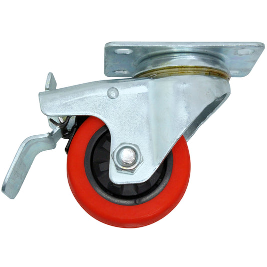 CASTER BRAKE 3" RED PU