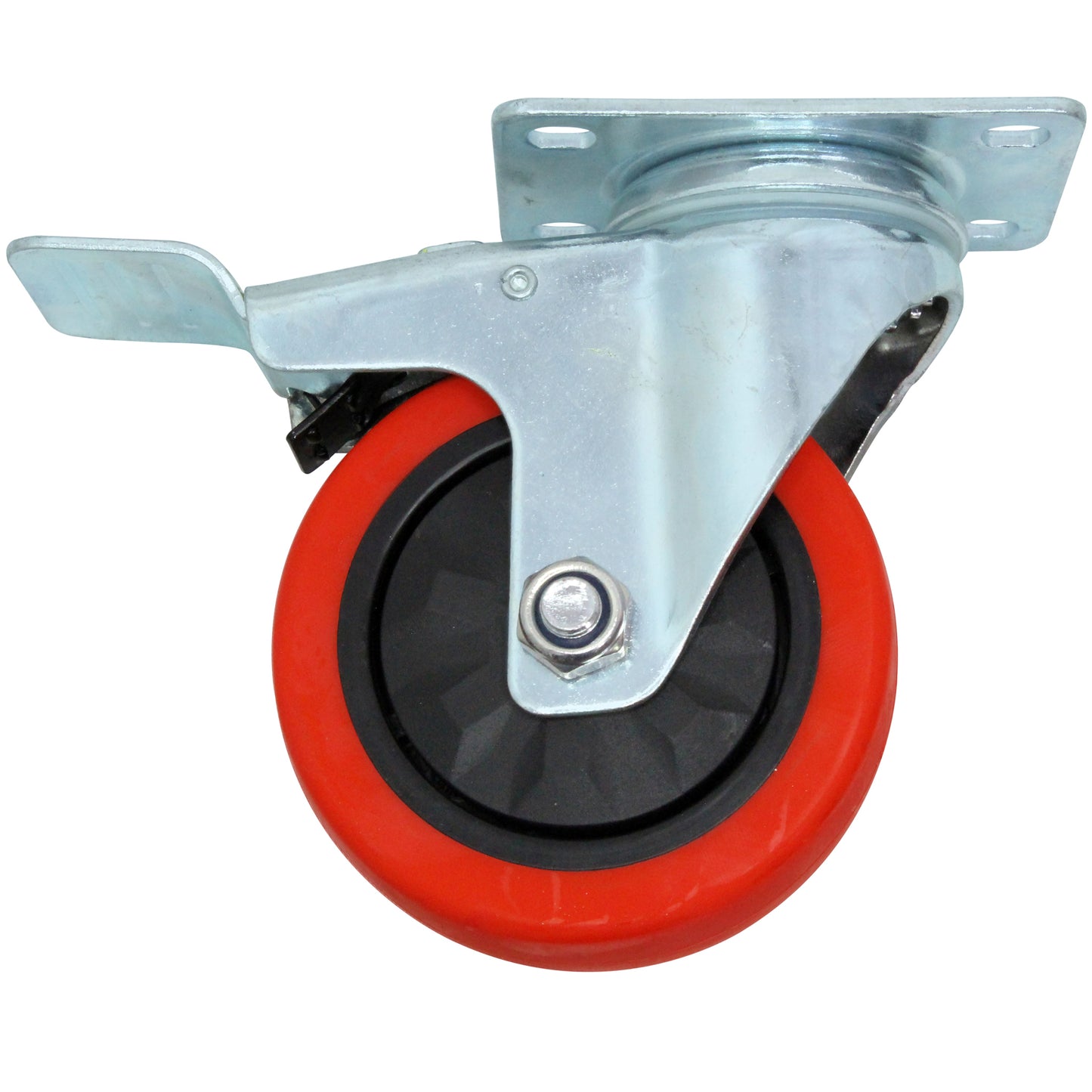 CASTER BRAKE 4" RED PU