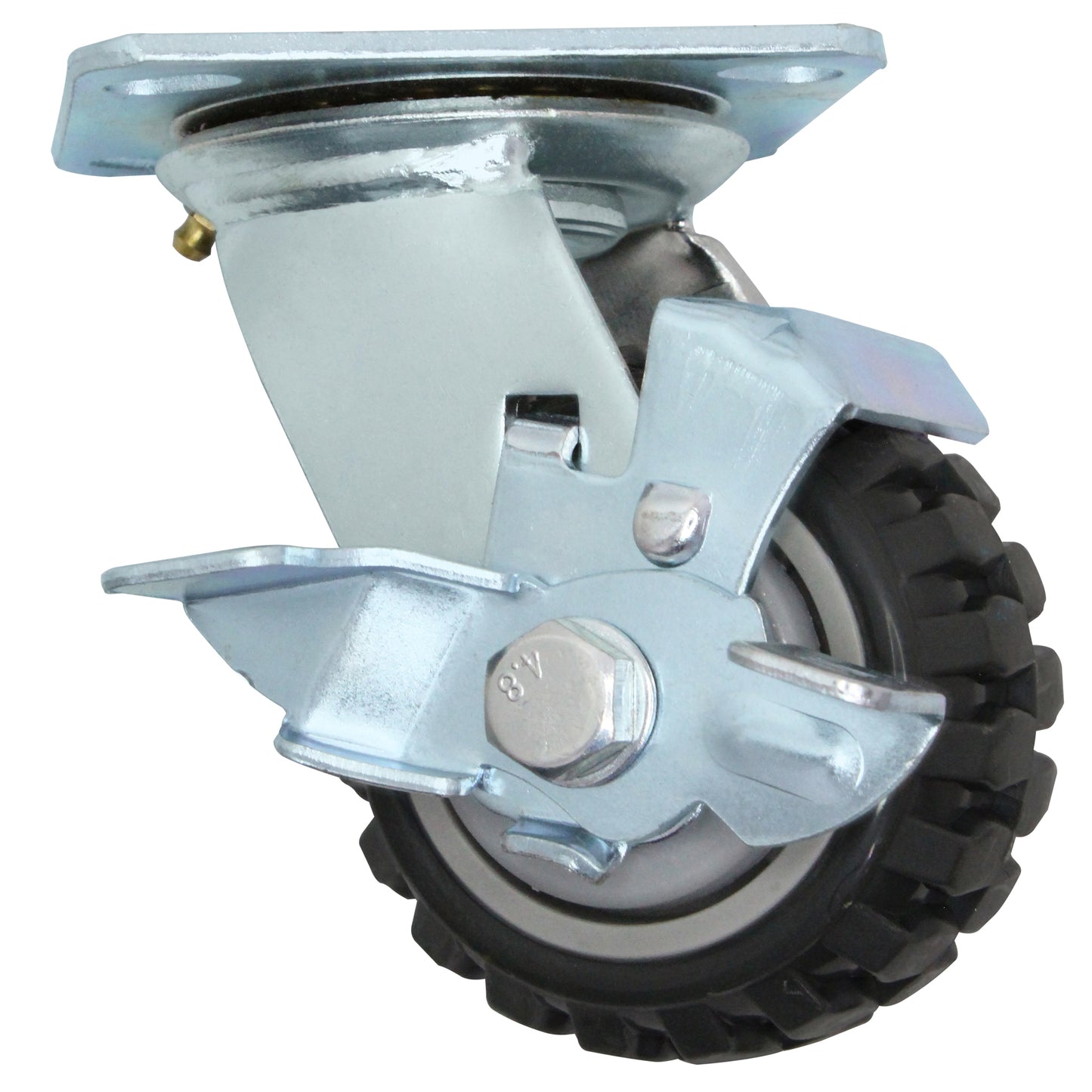CASTER 4" SWIVEL W/BRAKE HD PVC